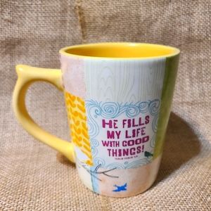 Bird Scripture Mug "He Fills My Life With Good Things"